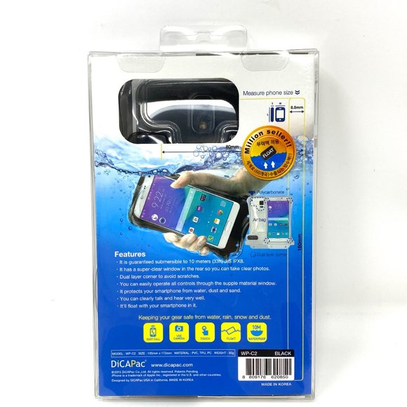 Waterproof Case Smartphone WP-C2 Dicapac Mobile Phone 14.5 cm 5.7" Cover Black - Picture 2 of 5